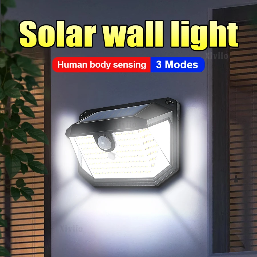 

178LED солнечный свет для украшения сада на открытом воздухе настенный светильник с 3 режимами IP65 водонепроницаемый солнечный датчик движения свет для двора и улицы