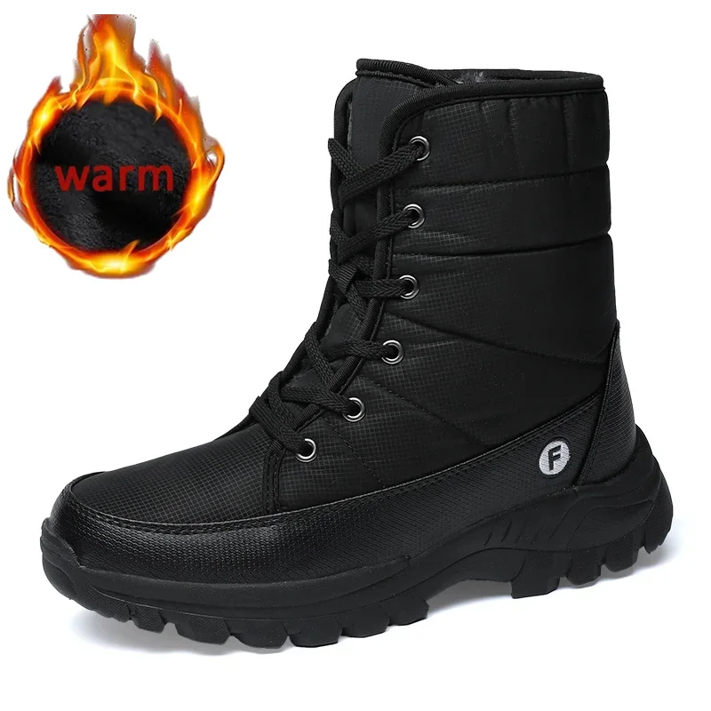 

New Outdoor Men Boots Winter Snow Boots For Men Shoes Thick Plush Waterproof Slip-Resistant Keep Warm Winter Shoes Plus Size 46