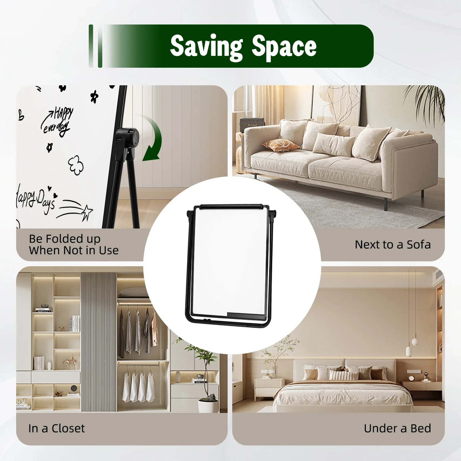 سبورة بيضاء قابلة للتعديل على الوجهين مناسبة للمنزل والمكتب والفصول الدراسية مثالية للأطفال واجتماعات الواجبات المنزلية وتدريس الأعمال الإبداعية #4