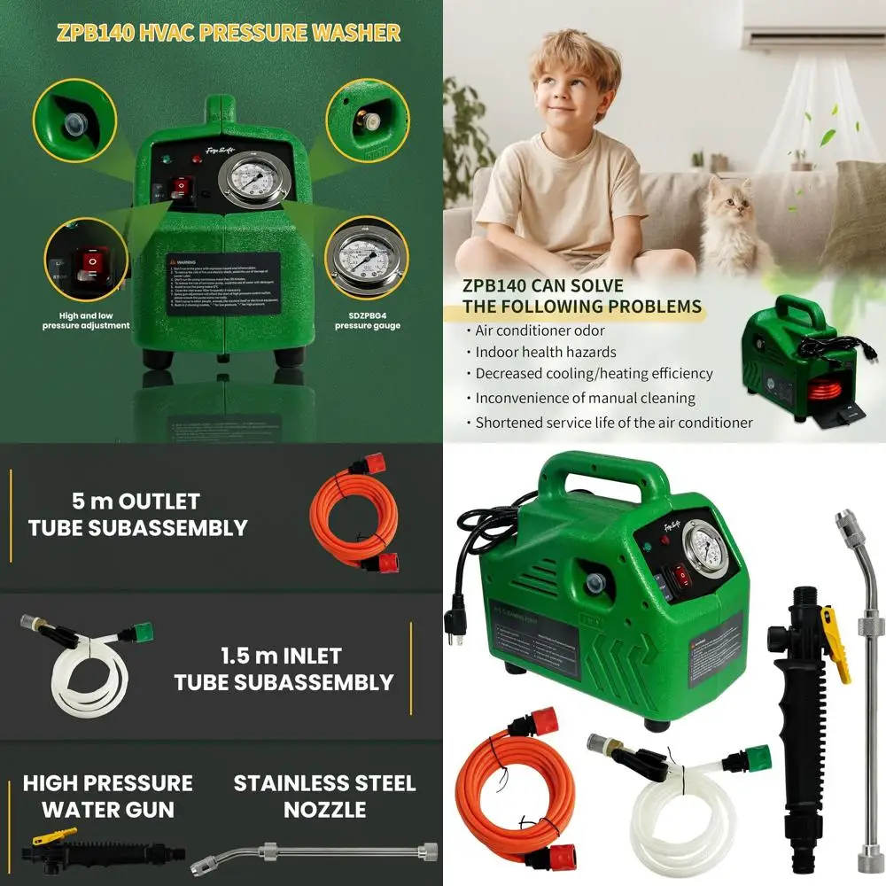 

Портативный очиститель для кондиционеров 120В 80Вт, расход 4 л/мин, давление 0,7-1,0 МПа, подходит для внутренних и наружных блоков кондиционеров