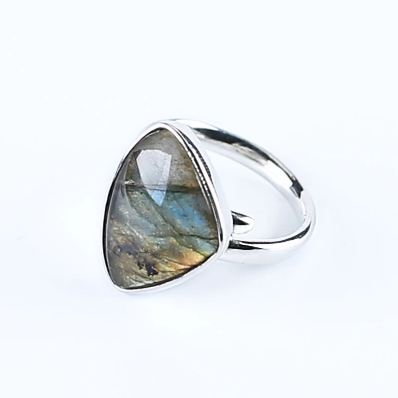 Natural Labradorite Rings 925 Sterling Silver Gemstone For Women Party Birthday Trendy Jewelry Gift 19x14x4mm Ring Mouth 15