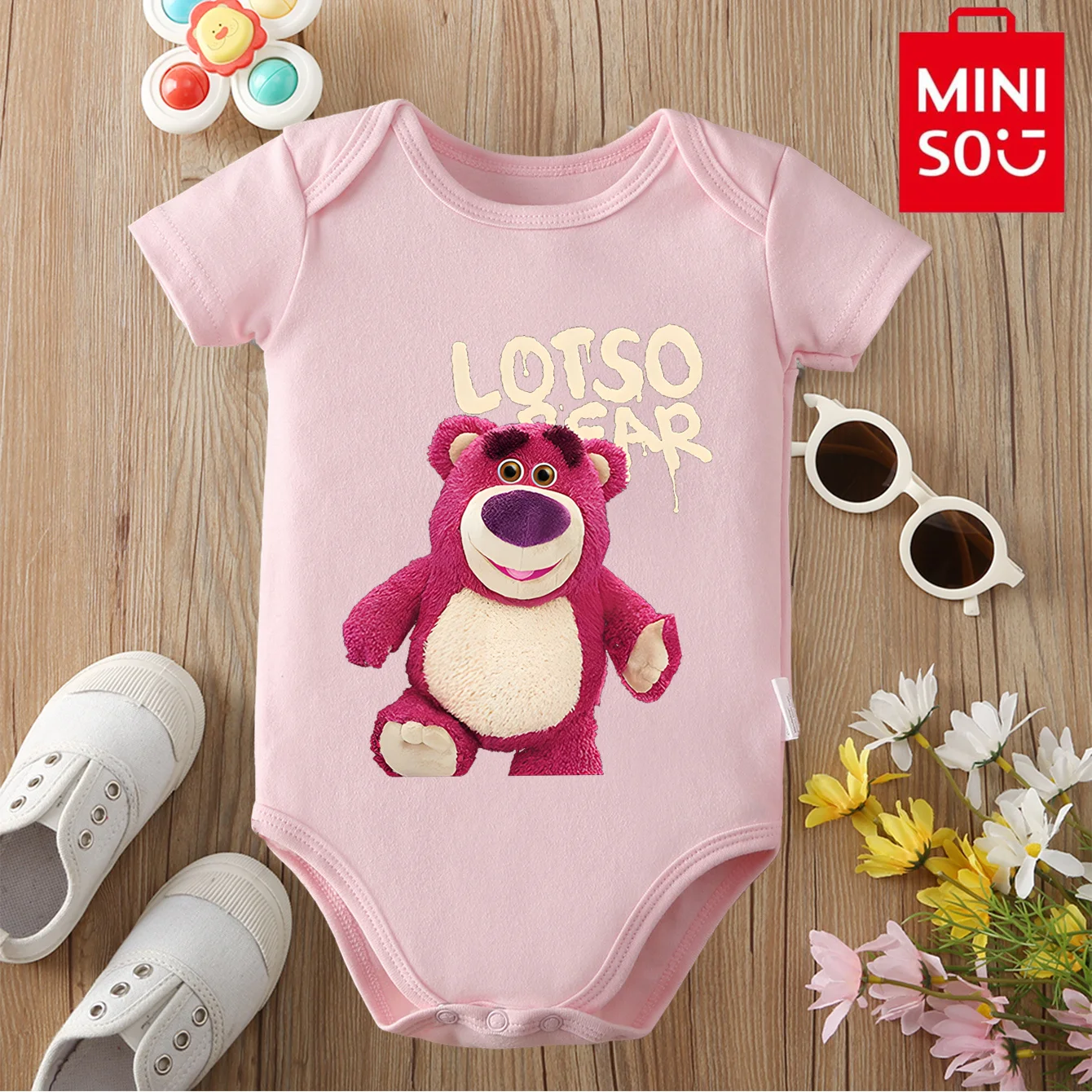 

MINISO & Disney Jointly подпись, 100% хлопок, детская одежда, комбинезон, боди с Микки Маусом, милый мультяшный принт для новорожденных от 0 до 12 месяцев