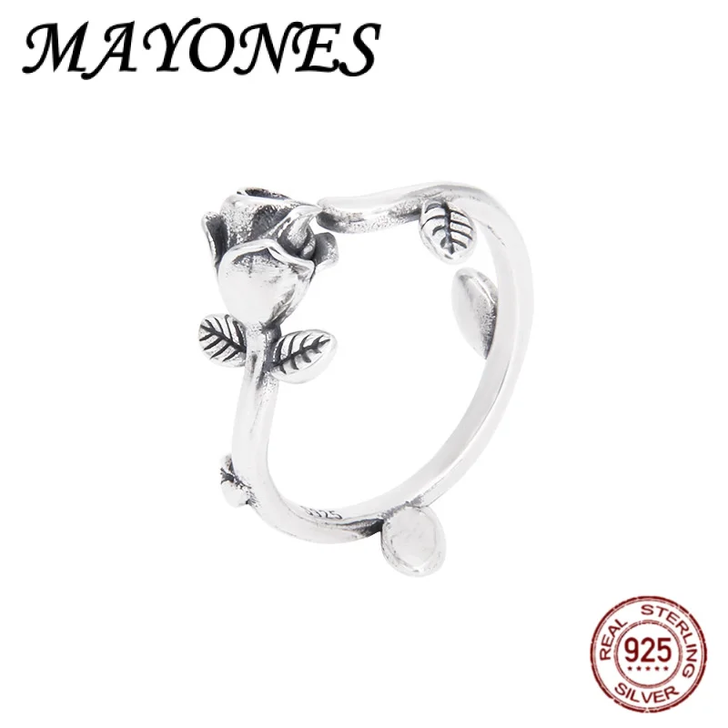 

Очаровательное кольцо из чистого серебра S925 с розой, женский счастливый и красивый подарок