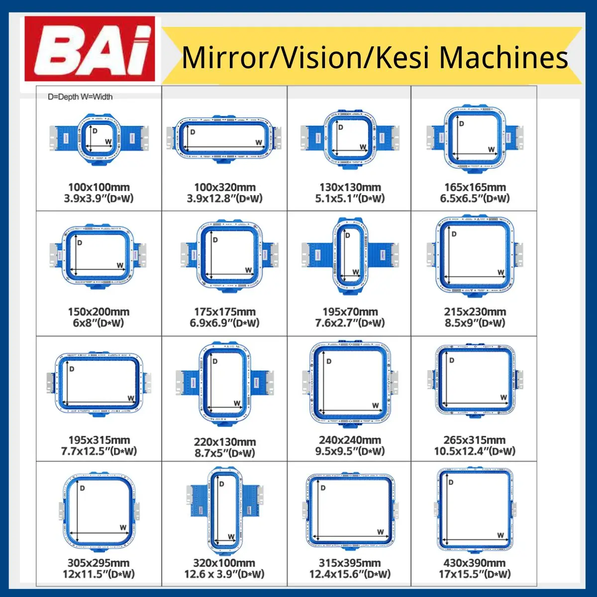 Sewtalent Magnetic Mighty Hoop Frame Embroidery Hoops for BAI Mirror 1501 M22 Vision V22 V22-2 KESI  Series Embroidery Machine