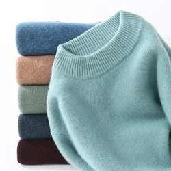 Men's semi-turtleneck clothing 100% wool sweater Men 2024autumn winter super thick warm knit sweater cold necessary pullover top