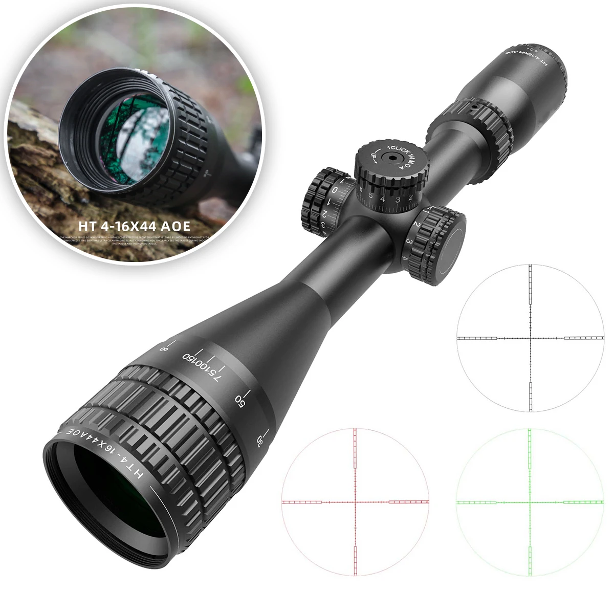 

HT4 Tactical Scope Airgun Hunting Red Green Light Crosshair Telescope Waterproof and Shock-resistant 20mm Bird Watching Scope