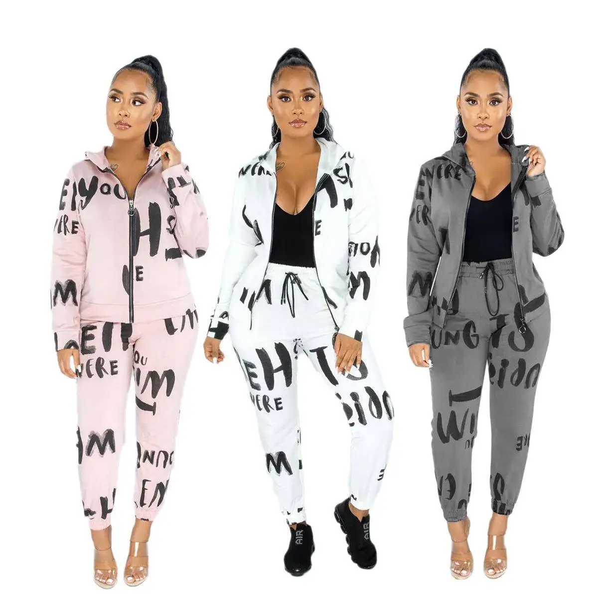 

Casual Autumn Winter Printed Jacket Pants Two-Piece Set Women's Fashion Ensemble Long Sleeve Commute Style Winter Collection