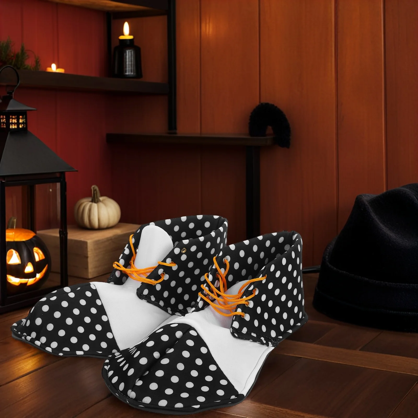 

Halloween Clown Shoes Cosplay Costume Props Accessories Black White Carnival Men's