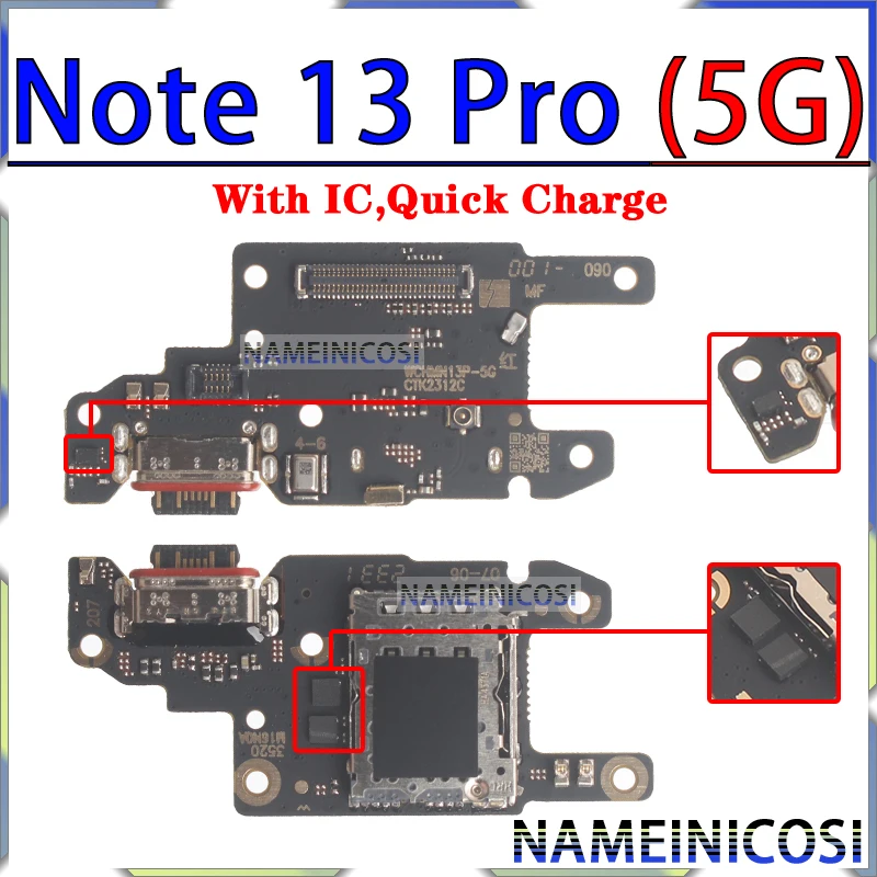 Usb Dock Charger Connector for Xiaomi Redmi Note 12 12S 13C Pro Plus + 4G 5G Charging Board Flex Ports Module