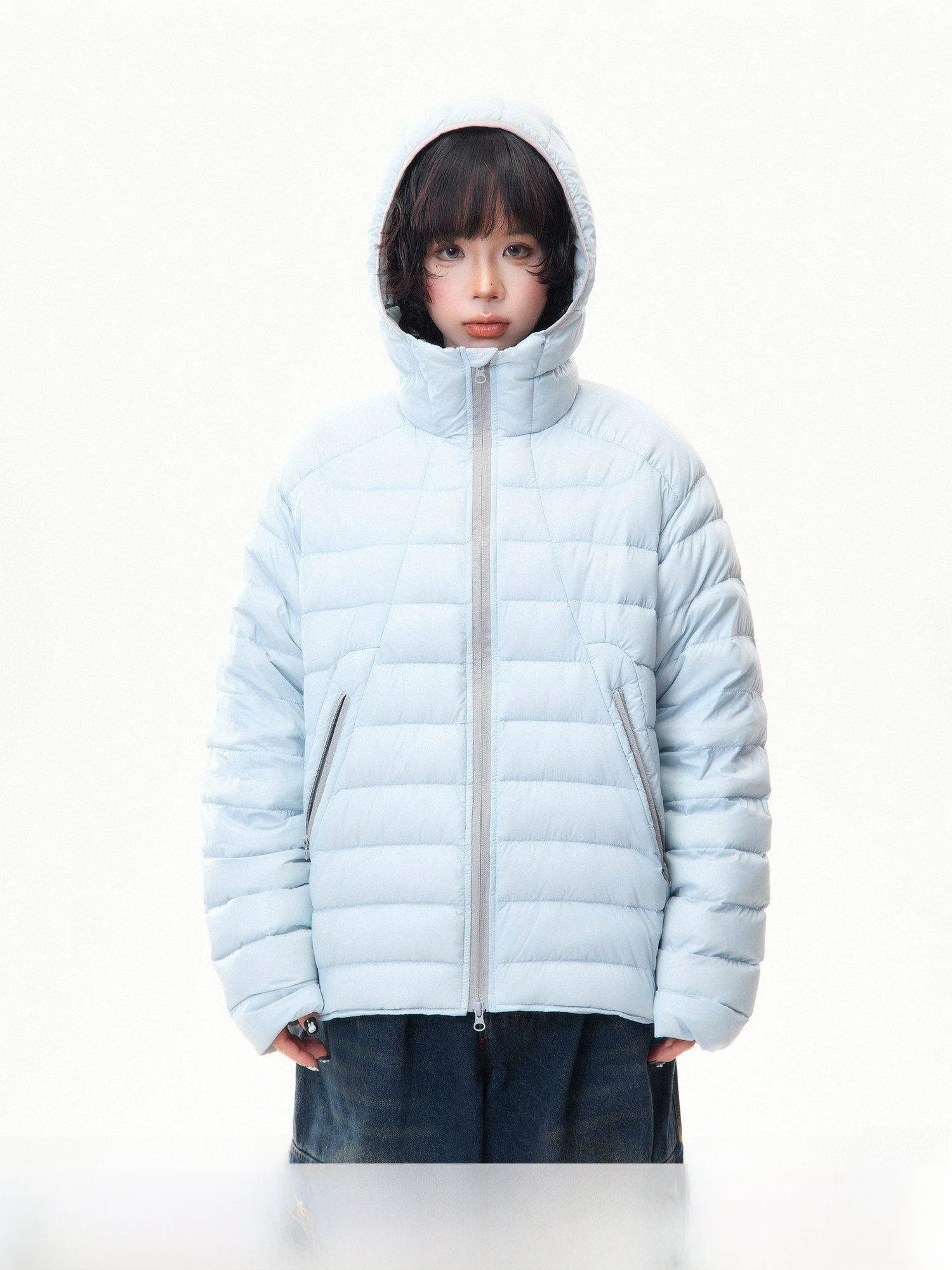 

Women's Quilted Padded Jaet MKGO White Du down Hooded Lightweight Warm Commuter Sle Zipper Closure Long Sve Coat