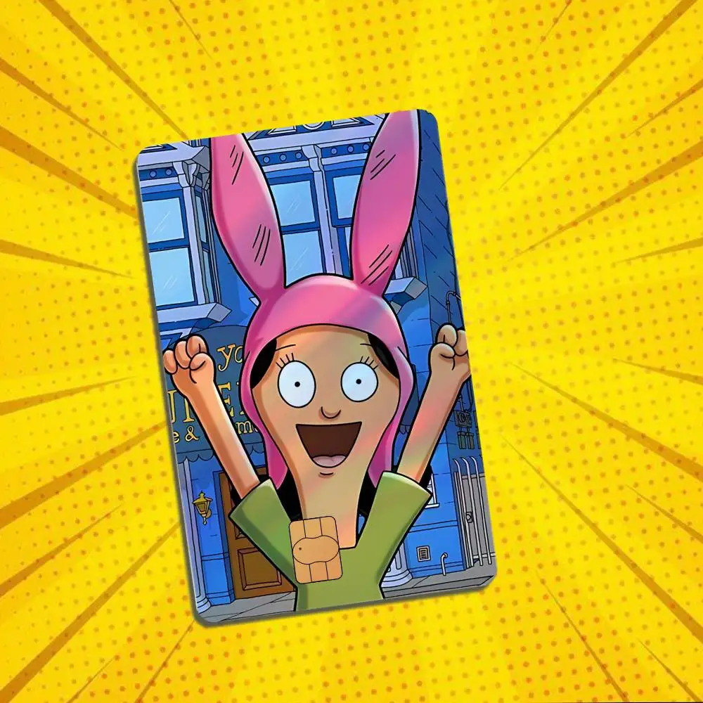 family Louise Belcher Bob's Burgers High Quality Anime Laser PVC Sticker Film Skin Cover For Metro Debit Credit Card