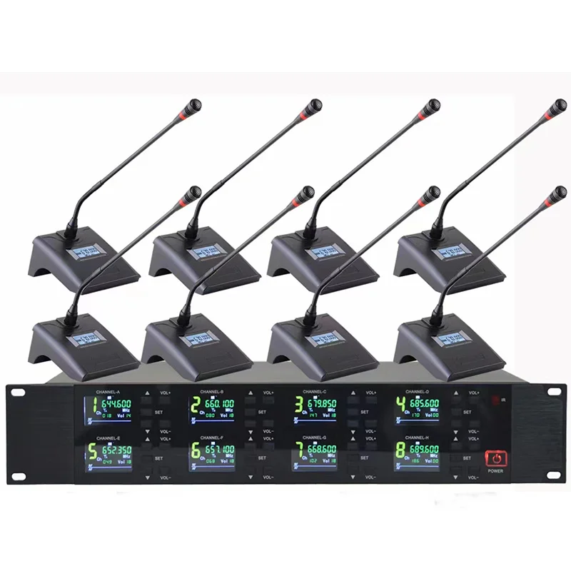 CREATE SOUND Top Quality UHF Wireless Microphone 8 Channel Handheld Lavalier Microphone for Stage Performance