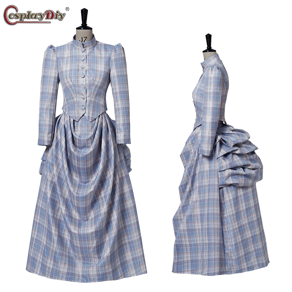 

Cosplaydiy Victorian Fancy Gown Medieval Plaid Dress Tudor Baroque Civil War Southern Belle Loose Ball Gown Jacket bustle Dress