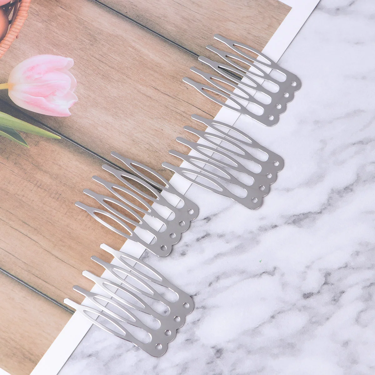 

50Pcs Hair Comb Tools Premium DIY Hairpin Comb Set for Women Girls Fashion Hair Accessories Easy Fit All Hairstyles Silver