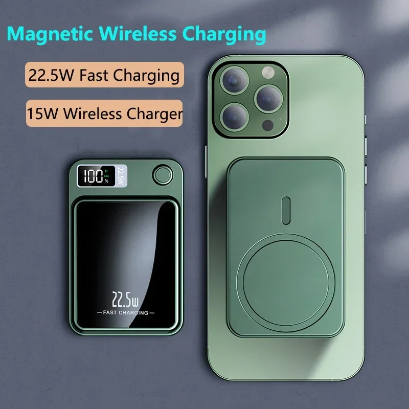 2024 New 100000mAh Wireless Power Bank Magnetic Qi Portable Powerbank Type C Mini Fast Charger For iPhone Samsung MaCsafe