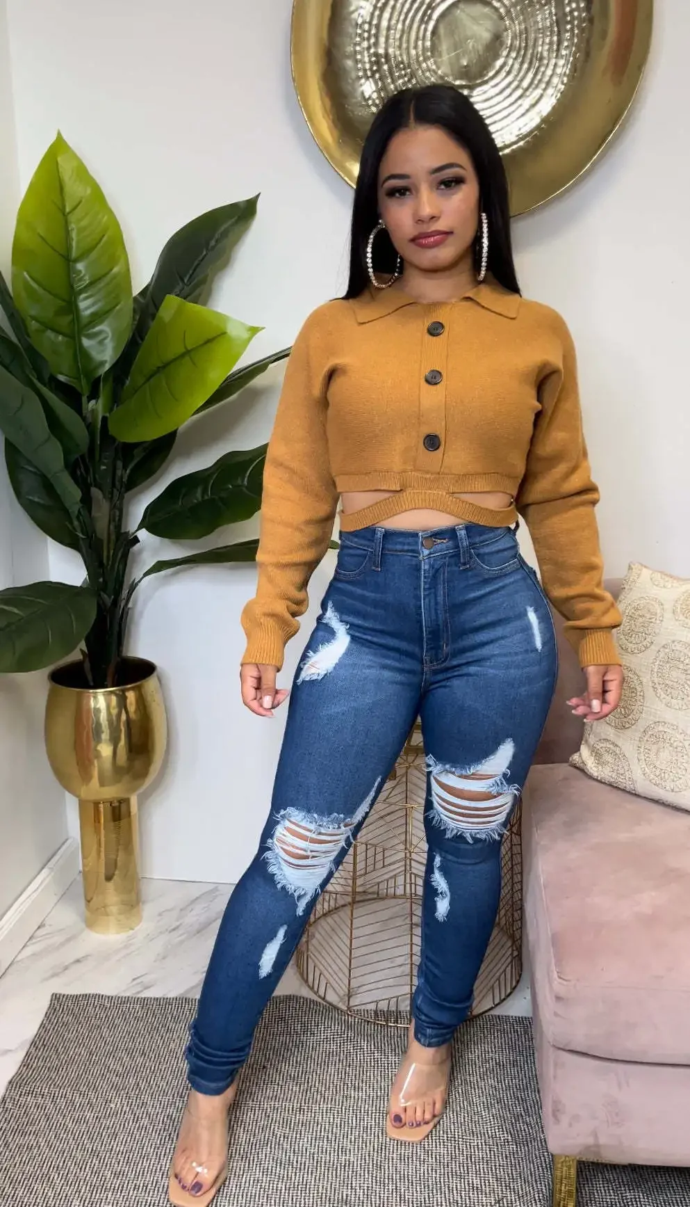 Femmes jean trou Denim crayon pantalon déchiré en détresse lavé Stretch taille haute droite cheville longueur pantalon 2025 Streetwear