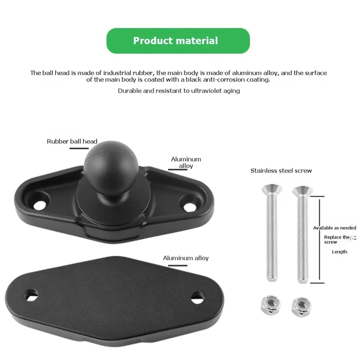 618 Mega Sale Aluminum Grab Bar Clamp Mount Base with 1.5'' Ball for RAM Mounts 1.5 Inch and Ball Double Socket Arm