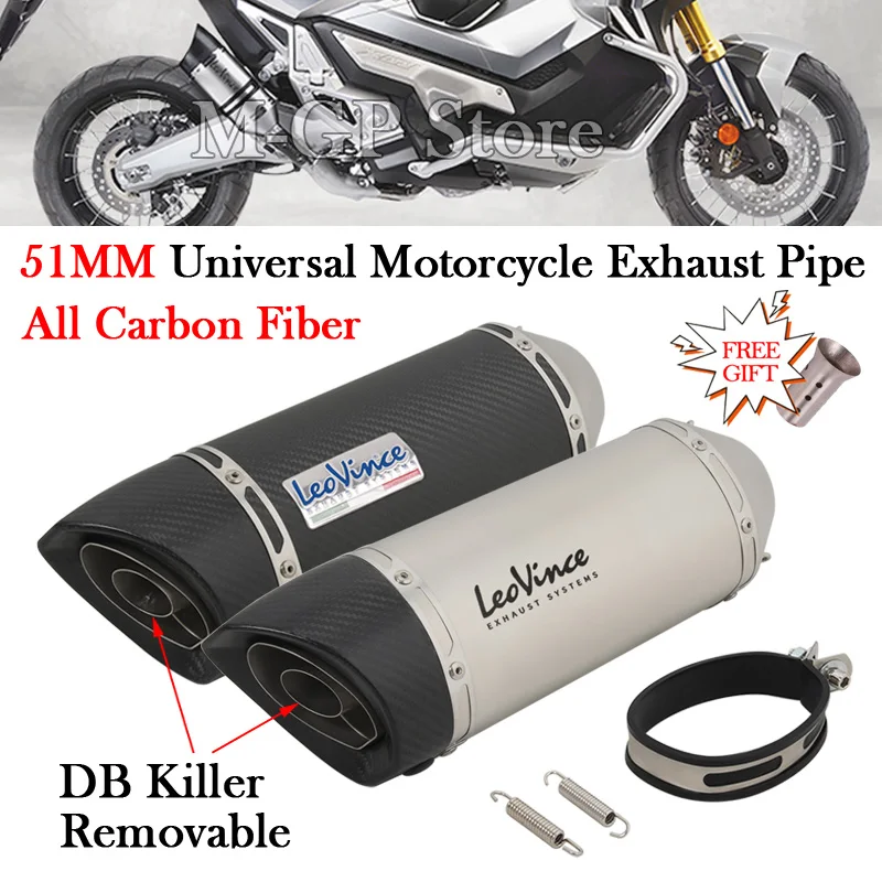 

Universal Motorcycle Carbon Fiber Leo Vince Exhaust Pipe Modify Muffler Escape Moto DB Killer For X-ADV750 GSX-S750 ZT310R MT-07