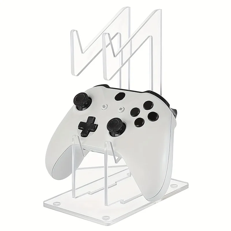 Transparent 2-Tier Game Controller Holder for PS5 PS4, Gamepad Display Stand with Headset Hook, Desktop Storage Organizer 1/2Pcs