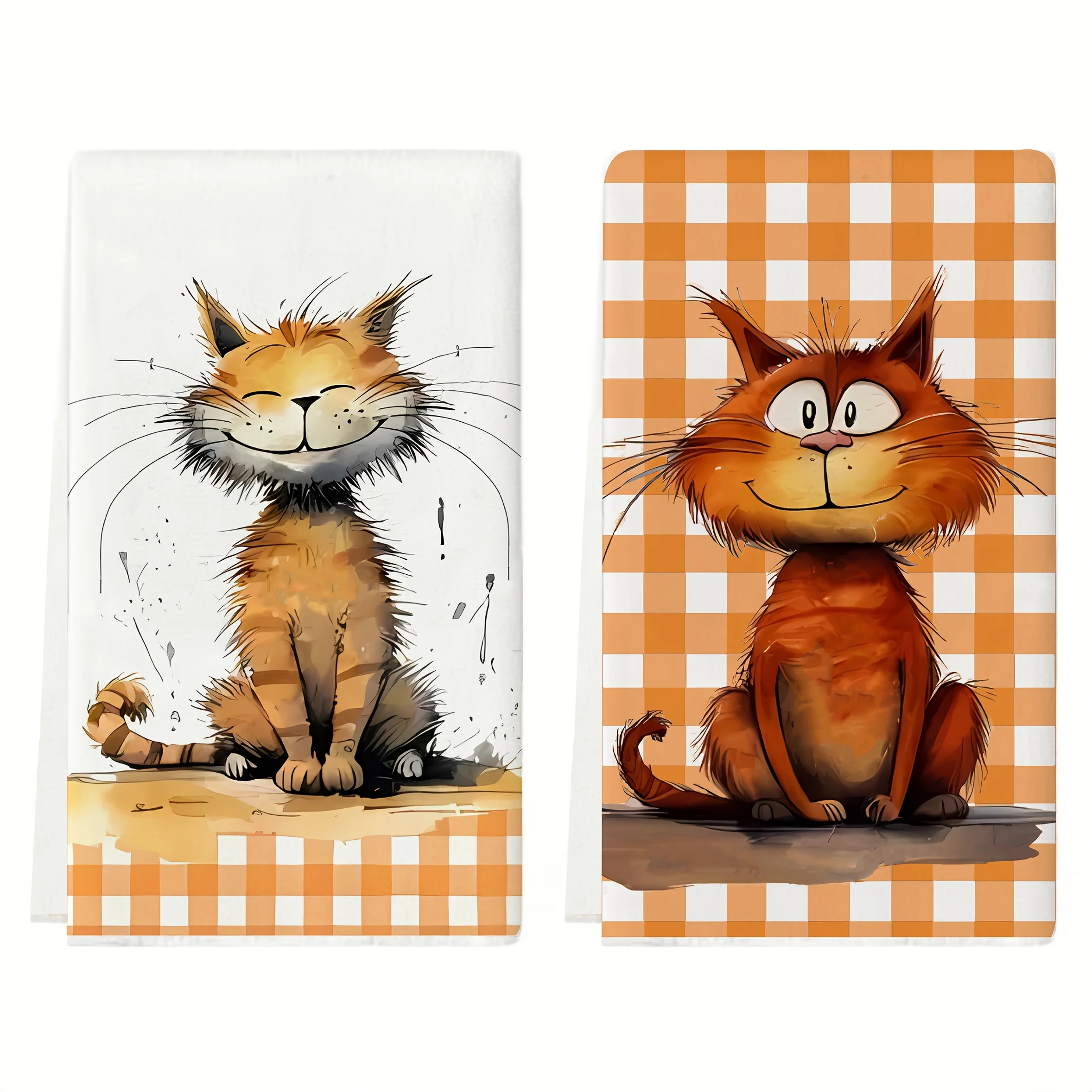 2-Piece Set of Fun Cat Kitchen Towels, Dish Towels, Hand Towels, Kitchen Decorative Towels, Neighbor Gifts, Sweet Housewarming Gifts for Friends, Mom Gifts, Friend's Birthday Gifts.