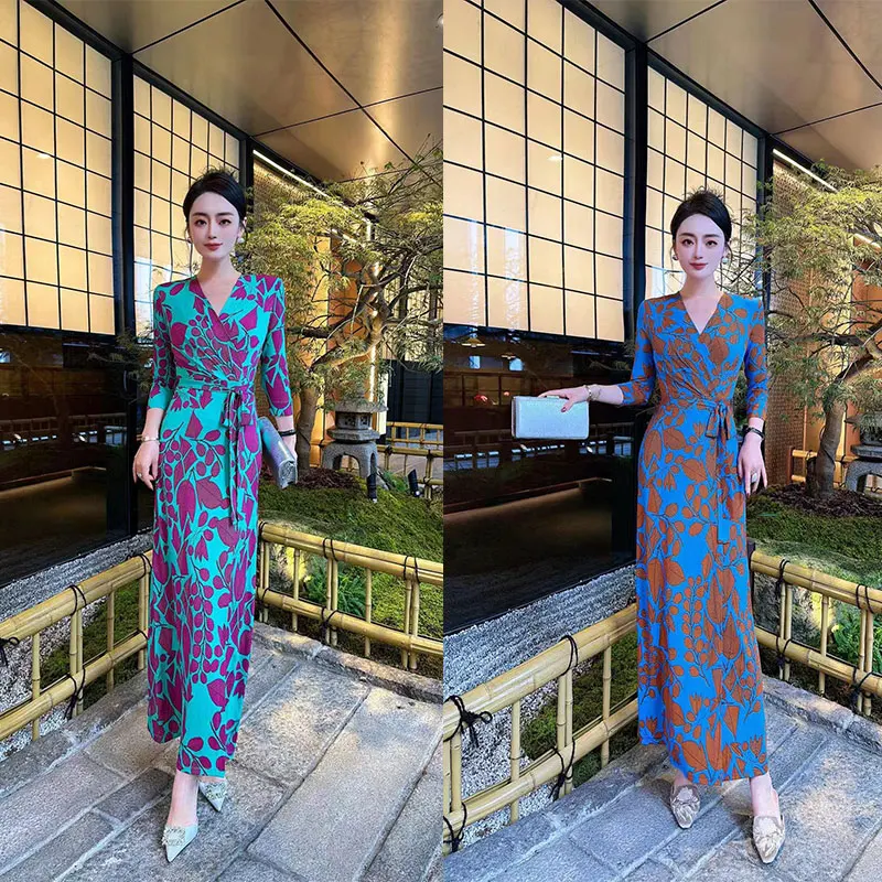 Fashionable and elegant printed design dress with exclusive style, noble and slimming women's clothing, high-qualit #093 C1-42