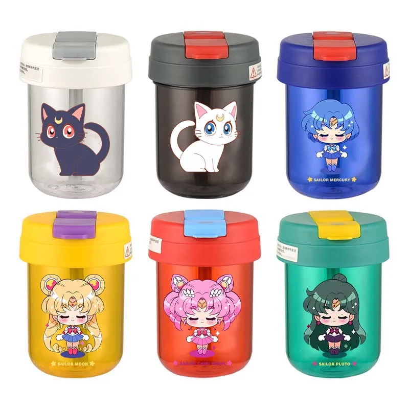 

Бутылка для воды 300 мл «Сейлор Мун» с соломинкой, портативная мини-бутылка, мультяшная пластиковая чашка для сока, уличная бутылка для напитков, подарки