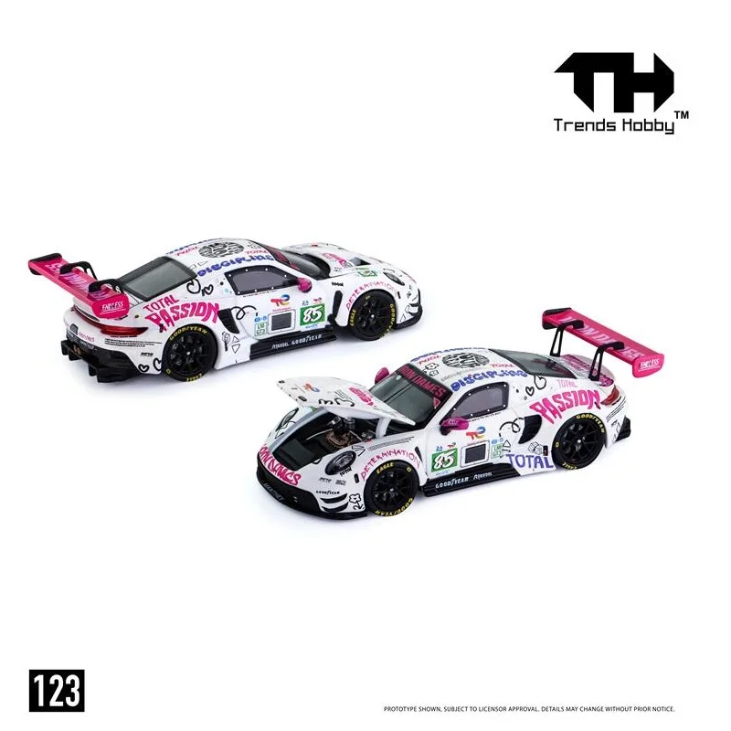 Trends Hobby TH 1:64 911 GT3 R LeMans 24H LMGT3 2025 Chip Hart Racing Temerario Matte Blue / Green Diecast Model Car