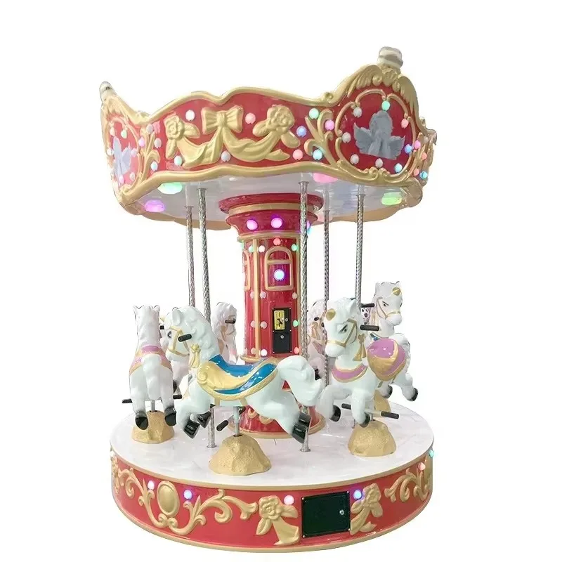 Kid's Amusement Park Six-Player Merry-Go-Round Game Machine Electric Horse Riding Carousel Entertainment Equipmentpromote sales
