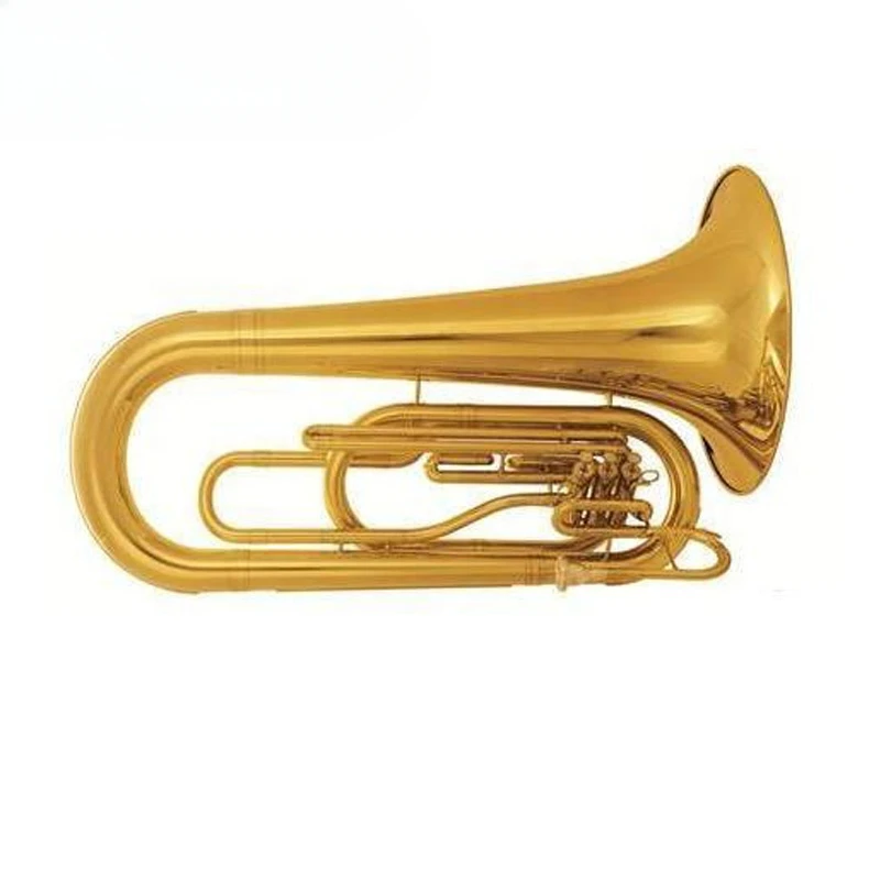 

High Grade Wind Brass Instrument Gold Lacquer Bb Tone Piston Marching Tuba With Gold Brass Leadpipe (JMT-130)