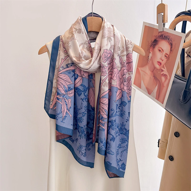 

Двойное лицо, роскошный женский шарф, шаль с принтом, хлопок и лен, дизайнерский мусульманский хиджаб, тюрбан, пашмина