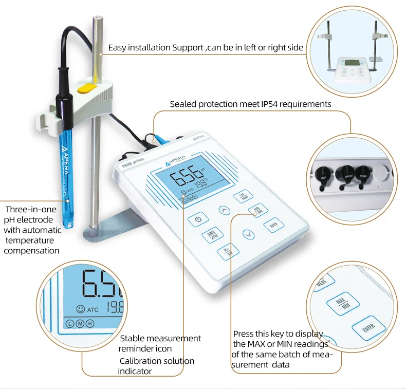 Usa/nist kalibrierung lösungen ph700 tischplatte ip54 billiges ph meter