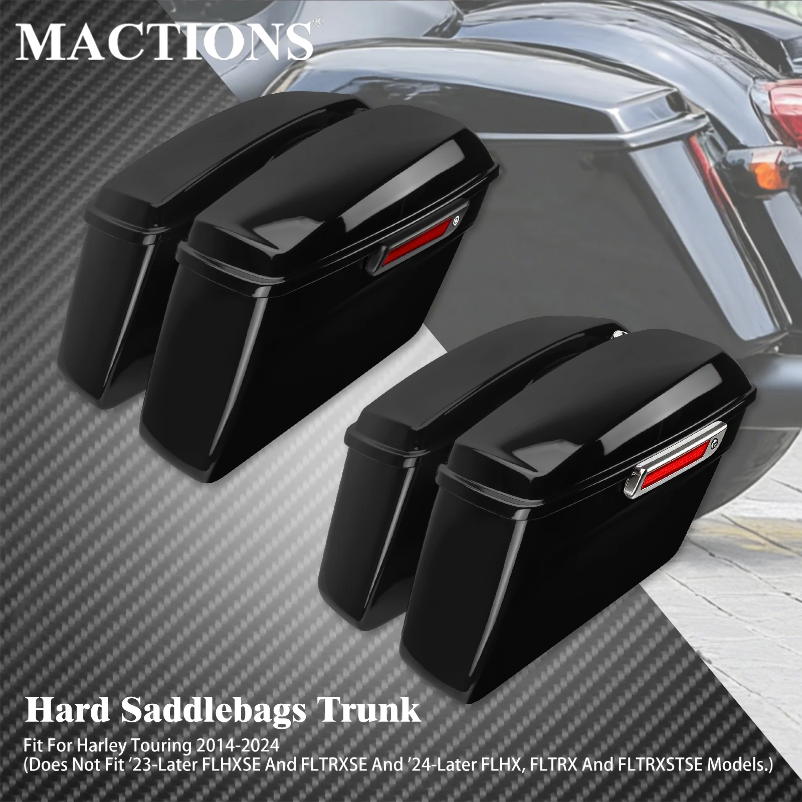 

Motorcycle Hard Bags Saddlebags Trunk Luggage For Harley Touring 2014-2024 Road King FLHR Street Glide FLHX Ultra Limited FLTRX