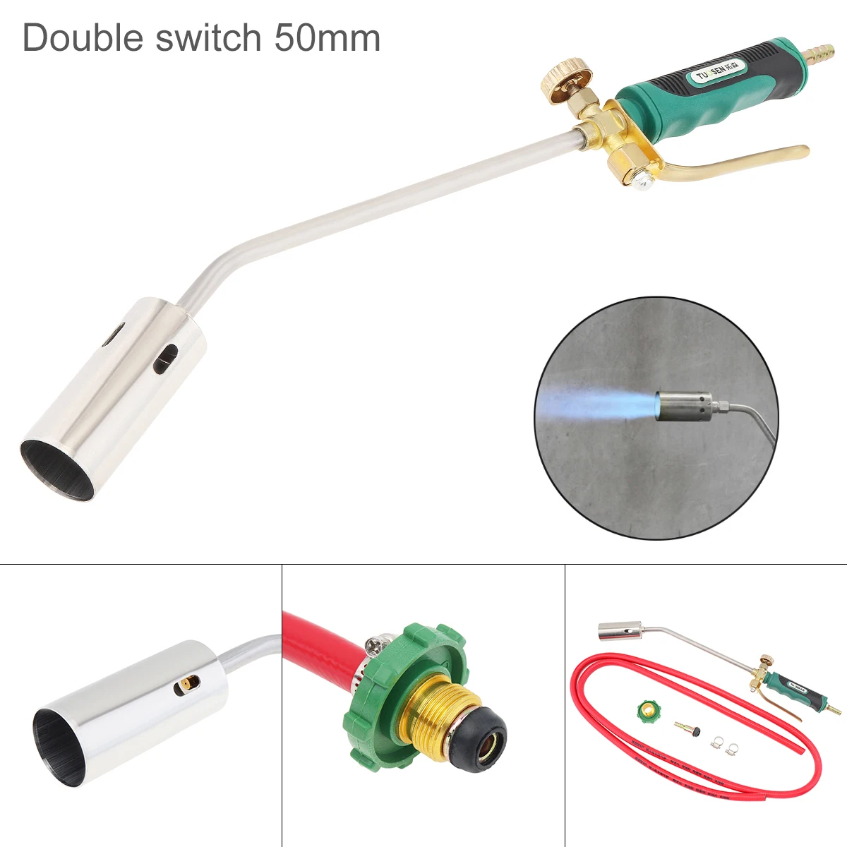 Gas Burner Liquefie Gas Torch Single/Double Switch Type 35mm 50mm Portable Flame Gun Welding Equipment Kitchen Torch BBQ Camping