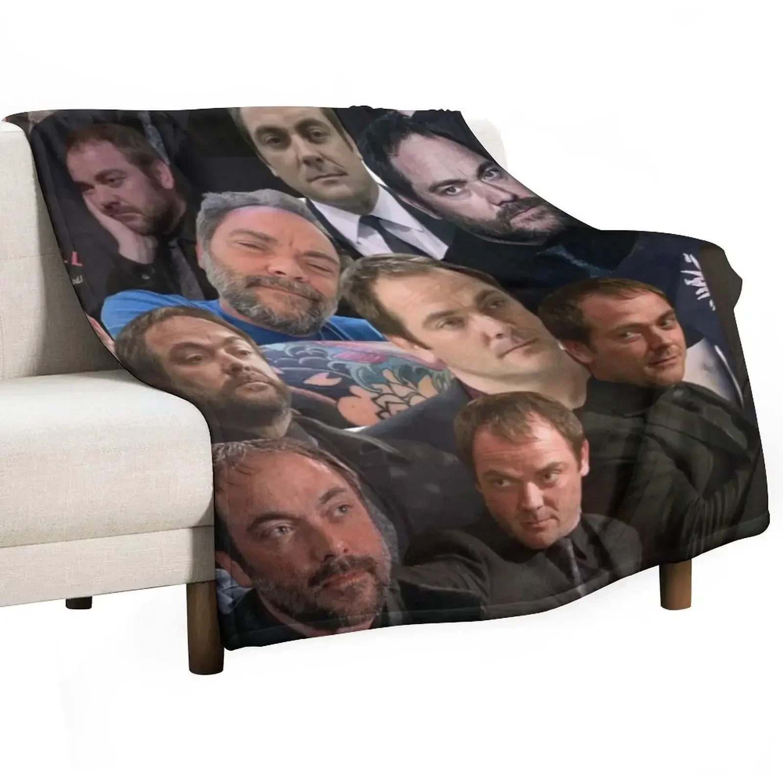 Mark Sheppard photo collage Throw Blanket Stylish Decor Blanket Gift for Friends Roommate