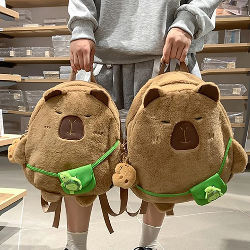 Chic Cartoon Kawaii Capybara Backpack Large Capacity Travel Backpack Cute Soft Backpack Multifunctional Children School Bag Gift