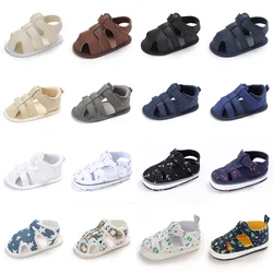 2023 Summer Sandals Newborn Baby Boys and Girls Soft Sole Non Slip Walking Shoes White Baptism 0-18M