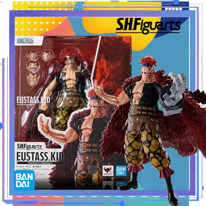 Original Genuine Bandai Anime ONE PIECE Eustass Kid -The Raid on Onigashima- SHF Model Toys Action Figure Gifts Collectible Kids