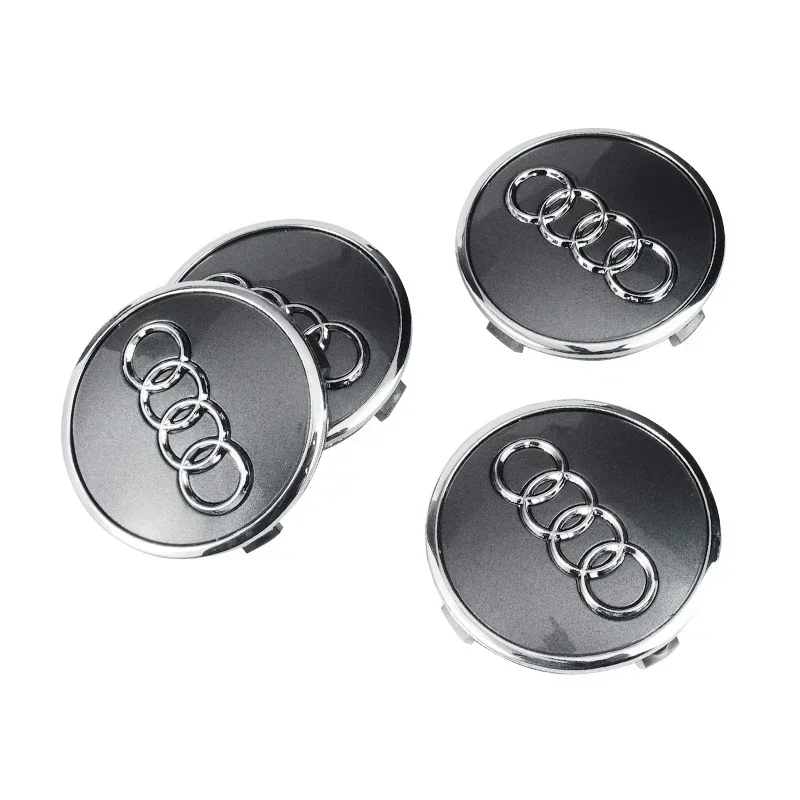 61MM 4pcs Black Grey Chrome Wheel Center Hub Caps Covers Logo Emblem For Audi TT A3 A4 A5 A6 A7 A8 Q5 R8 S4 S5 S6 4M0 601 170