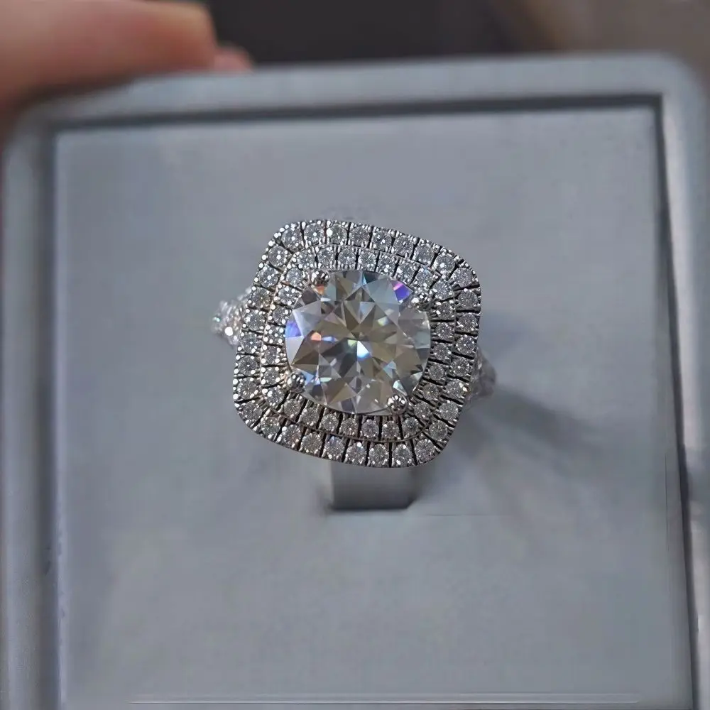 

Luxury Sparkling 3ct Moissanite Engagement Ring - 925 Sterling Silver Women's Rings & Bridal Wedding Band Party Jewelry Gift