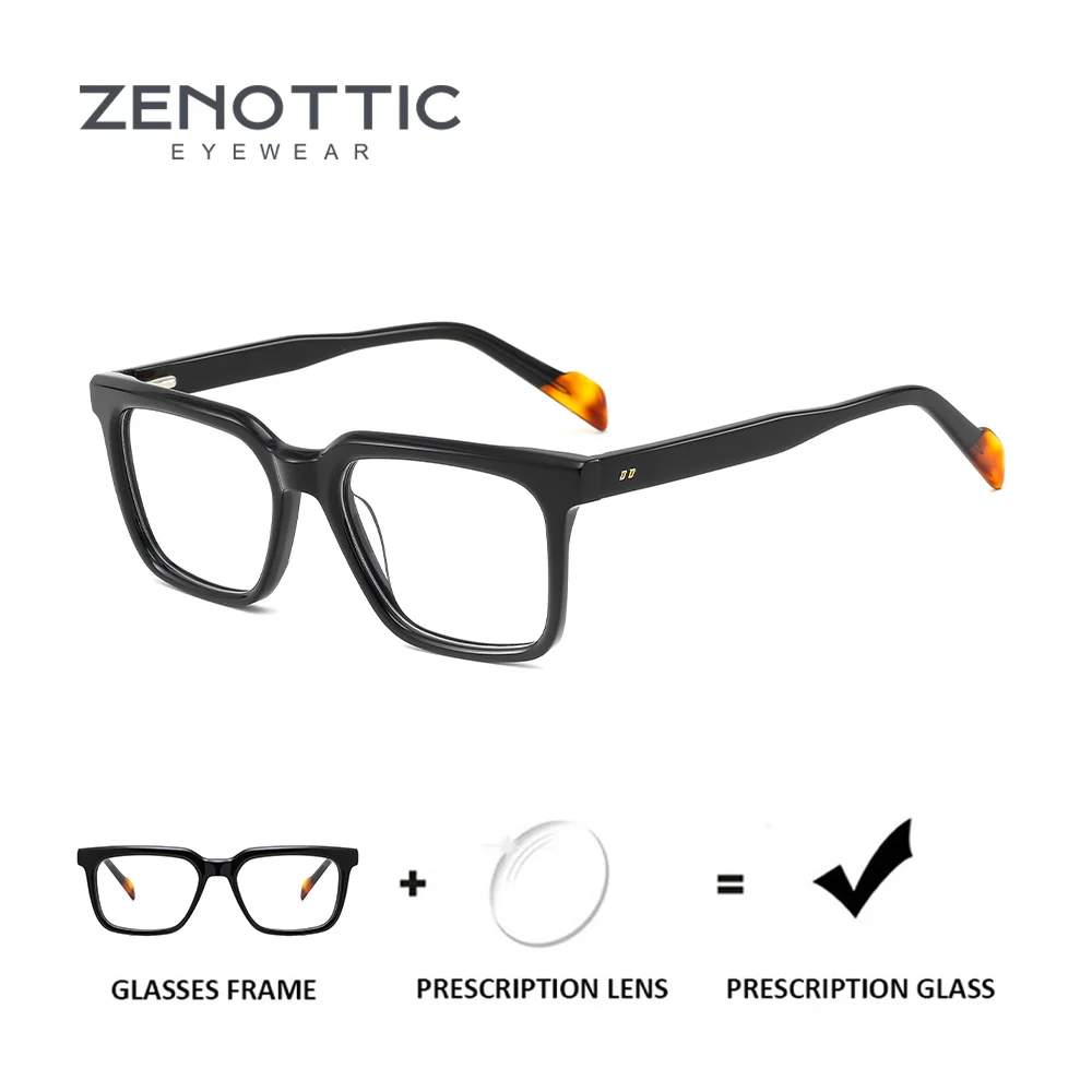 ZENOTTIC Modish Acetate Prescription Glasses For Unisex Stylish Square Anti Blue Light Progressive/Photochromic Optical Eyeglass