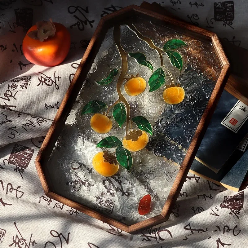 

Diy Retro Decoration Cloisonne Painting Cultural Creation Gold Wire Enamel Pear Tea Tray Material Package Glass Enamel Painting