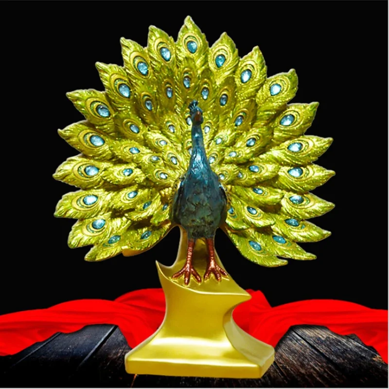 

Large Resin Peacock Decoration Statue Sculpture Bookshelf Decor Accents Modern Decorative Desktop Figurine Accessories Gift