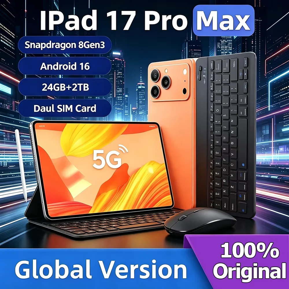 �y�Z�[�����z2026�N�����̃I���W�i��iPad 17 Pro Max 11�C���`5G�^�u���b�gPC�A20000mAh�o�b�e���[�A24GB�������A2TB�X�g���[�W�AAndroid 16�ASnapdragon 8 Gen 3�A5G�Ή��A�f���A��SIM�A�ʘb�@�\�AWi-Fi�A�O���[�o����