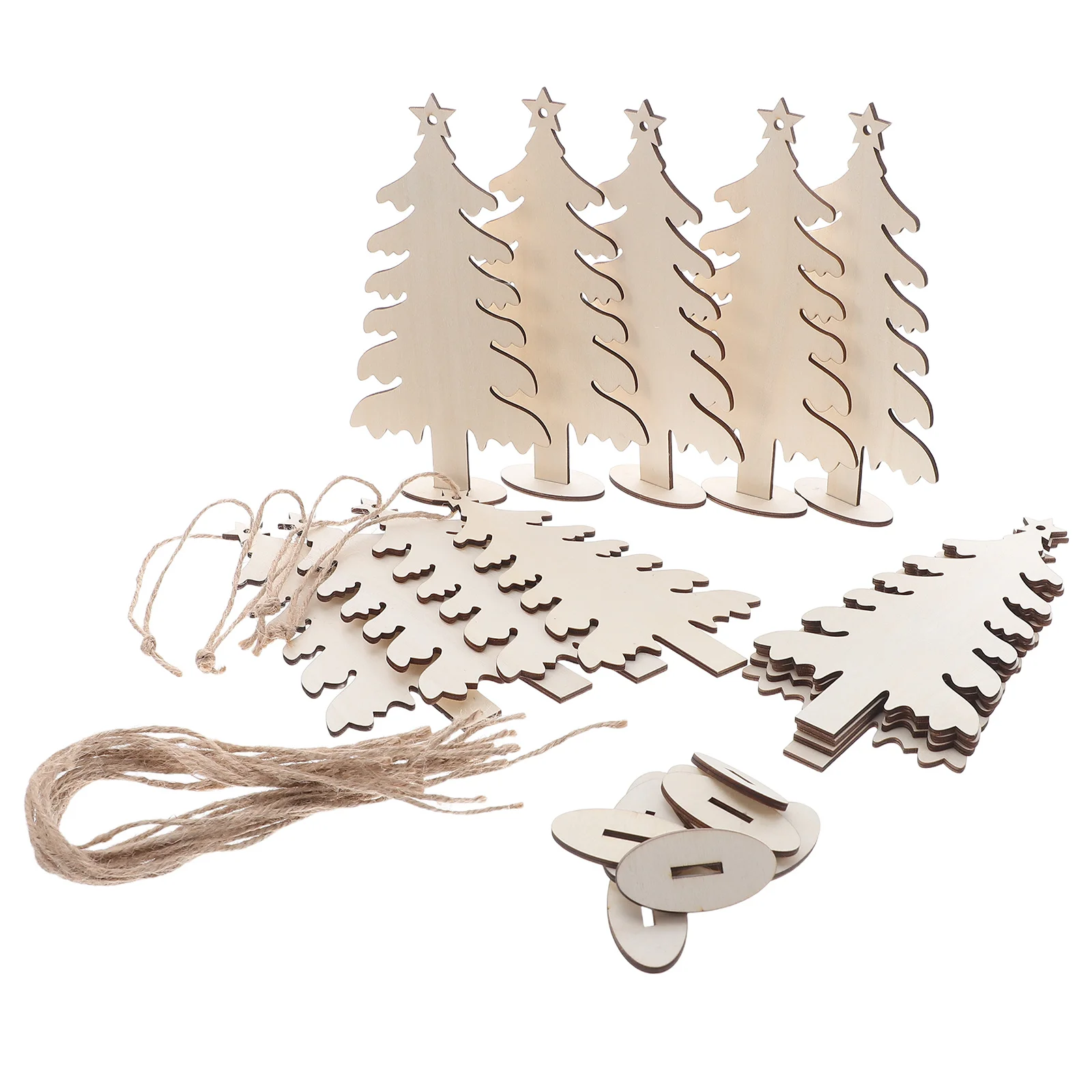 

20Pcs Christmas Tree Wood Cutouts 7.07 X 3.54 Inch DIY Blank Shapes Unfinished Wood Chips for Painting and Crafting