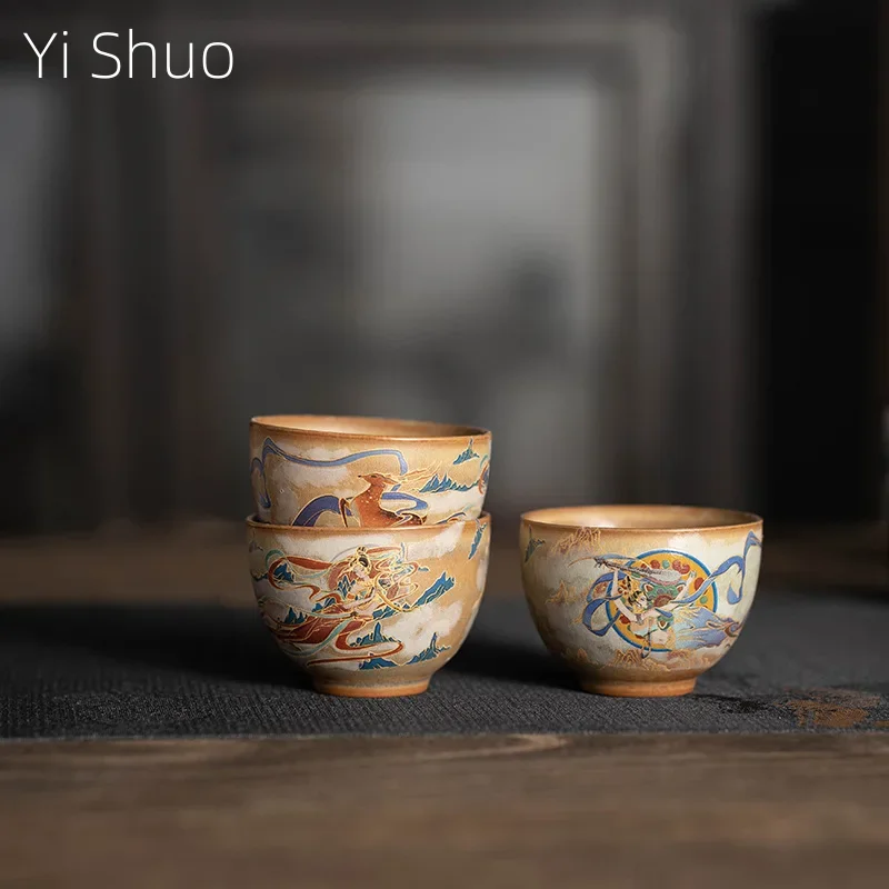 Dunhuang Kweichow Moutai Tea Cup Cultural Teacup Single Cup Retro Personal Cup Master Cup Tea Drinking Kung Fu Small Tea Bowl