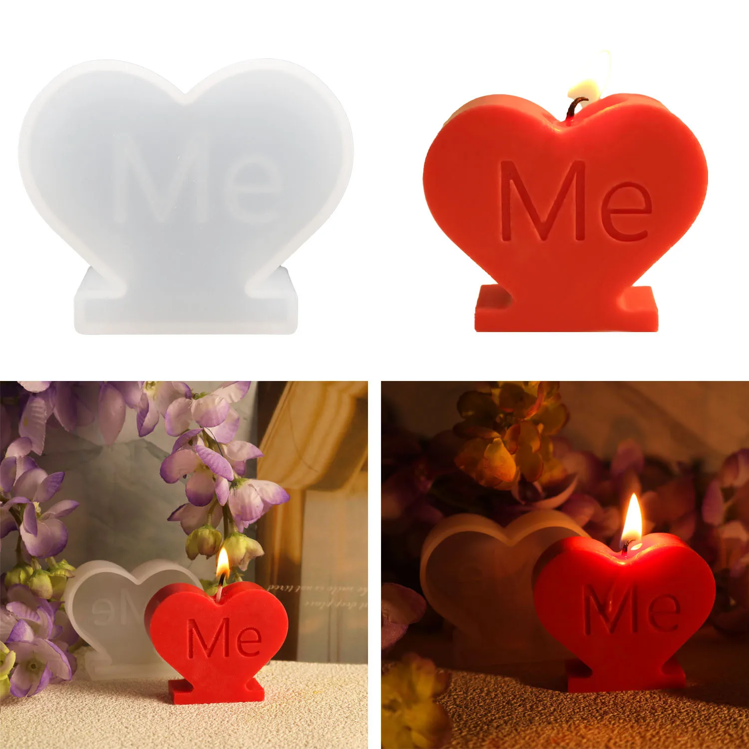 Heart Ornaments Silicone Mold Love-Me Epoxy Resin Crafts Candle Soap Mold DIY Night Light Pendant Candle Desktop Decoration