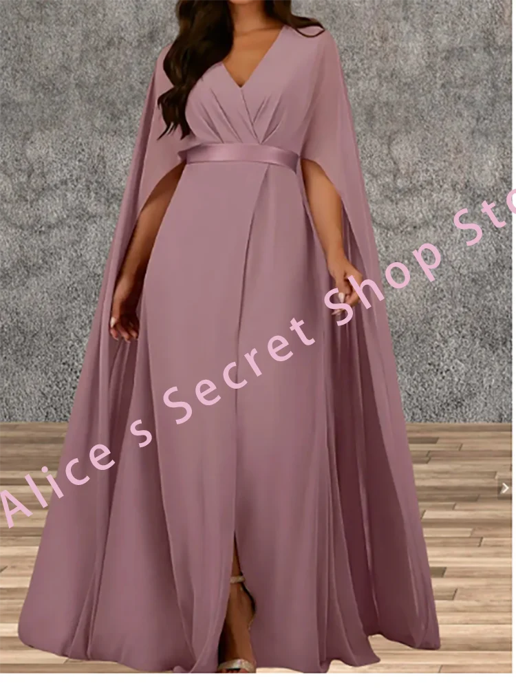 

Classic Chiffon Cape Sashes Simple Straight Mother Of Bride Wedding Dresses Bridal Gowns Customized