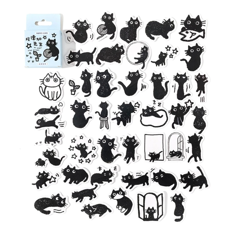 45 Pcs/Box Cats Theme Stickers Lovely Kitten Stickers Water Bottle Stickers