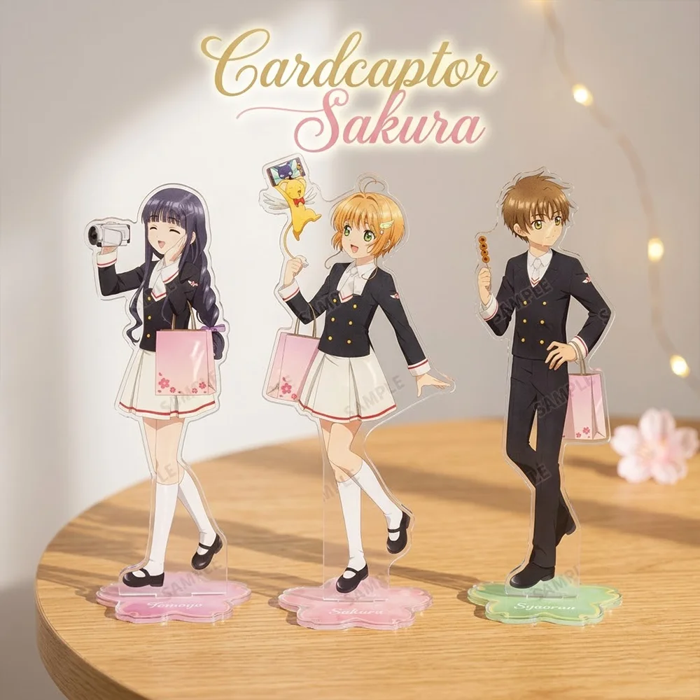 Llavero de acrílico de doble cara de 15 cm de Cardcaptor Sakura, nuevo soporte de anime 2026, decoración de escritorio de Sakura, Syaoran, Tomoyo, regalos coleccionables