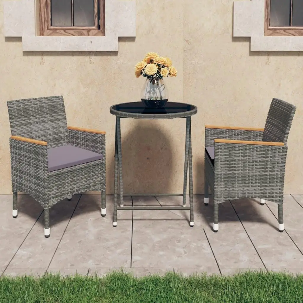 

Stylish Grey Bistro Dining Set for Two Outdoor Garden Patio Furniture Compact Design